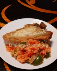 For Recipe Click Here - Parmy Porkies/Piggies on Tomato Piles (Parmesan Pork (Or Chicken) over Delicious Tomato Rice)